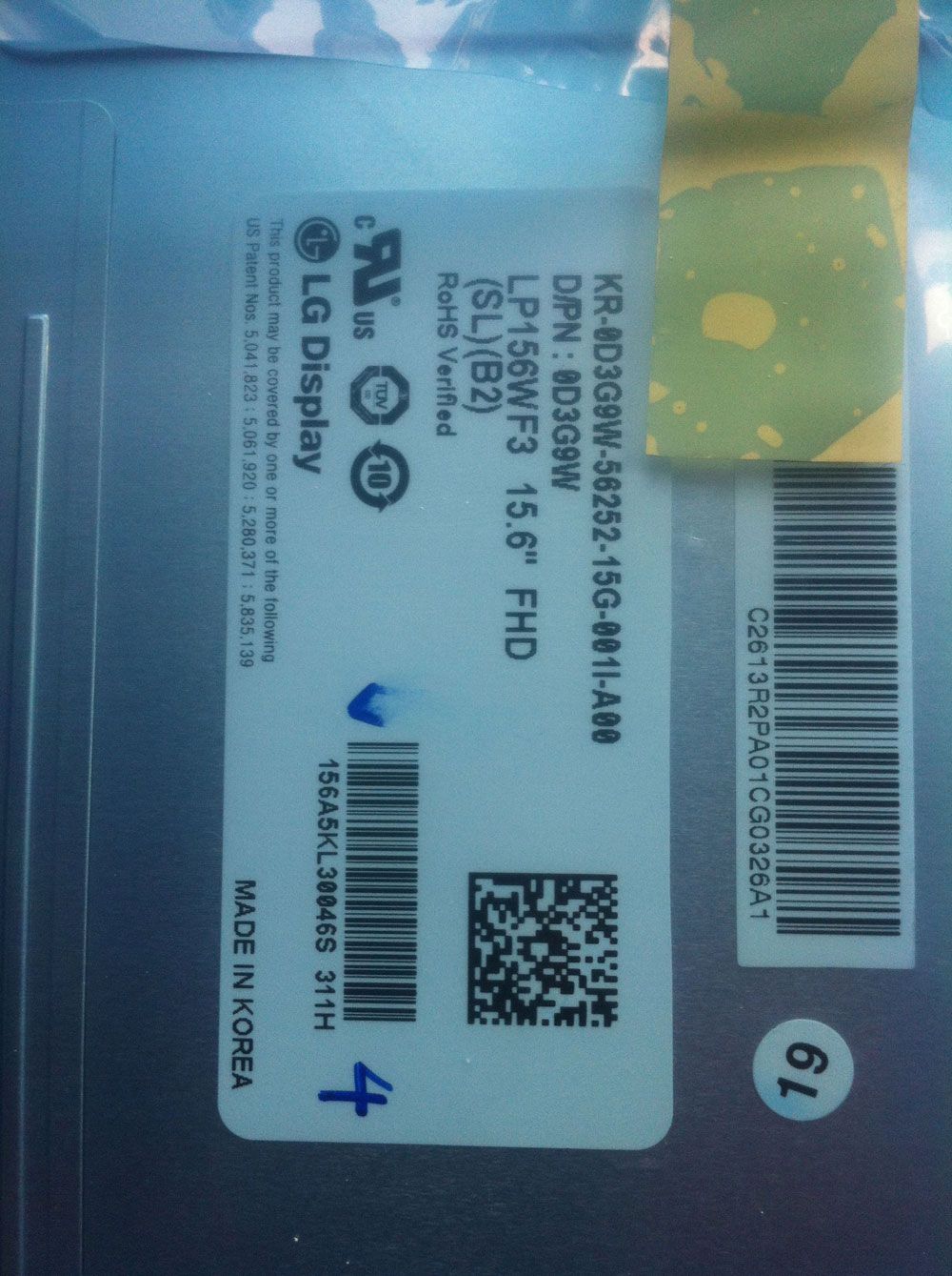 Original LP156WF3-SLB2 LG Screen 15.6" 1920×1080 LP156WF3-SLB2 Display