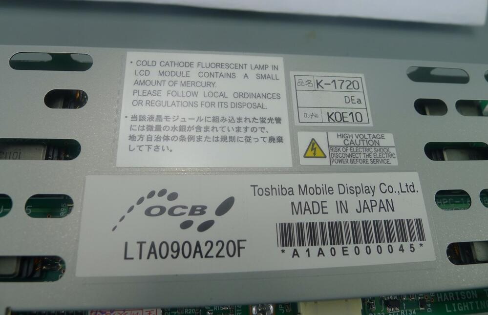 Original LTA090A220F Toshiba Screen 9.0" 800x480 LTA090A220F Display