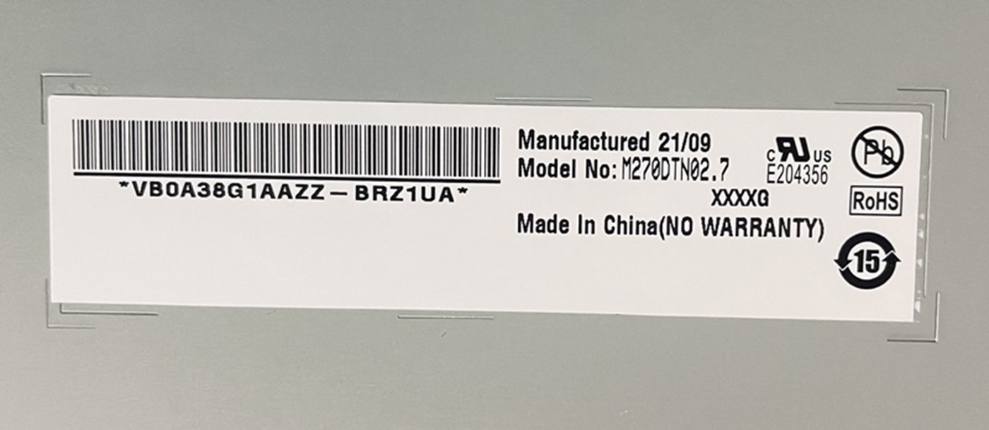 Original AUO 27-Inch M270DTN02.7 LCD Display 2560×1440 Industrial Screen