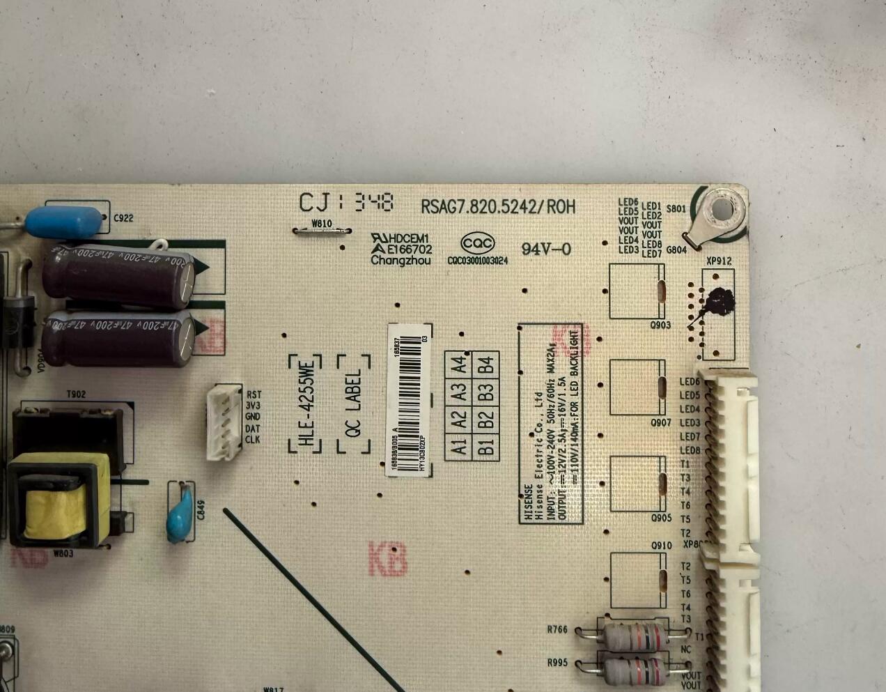 Original RSAG7.820.5242/ROH Hisense HLE-4255WA Power Board